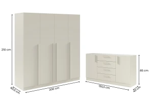BRISSO A slaapkamer-set met 4-deurs kledingkast BR1 en commode BRK1 kinder meubels 24