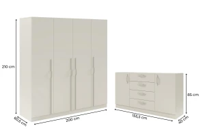 BRISSO A slaapkamer-set met 4-deurs kledingkast BR1 en commode BRK1 kinder meubels 24