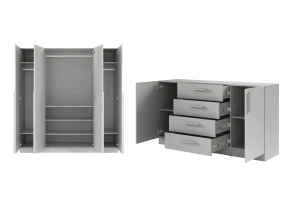 BRISSO A slaapkamer-set met 4-deurs kledingkast BR1 en commode BRK1 kinder meubels 24