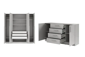 BRISSO A slaapkamer-set met 4-deurs kledingkast BR1 en commode BRK1 kinder meubels 24