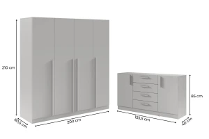 BRISSO A slaapkamer-set met 4-deurs kledingkast BR1 en commode BRK1 kinder meubels 24