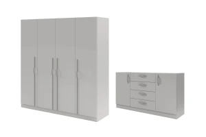 BRISSO A slaapkamer-set met 4-deurs kledingkast BR1 en commode BRK1 kinder meubels 24