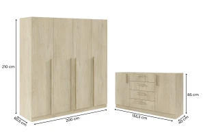 BRISSO A slaapkamer-set met 4-deurs kledingkast BR1 en commode BRK1 kinder meubels 24