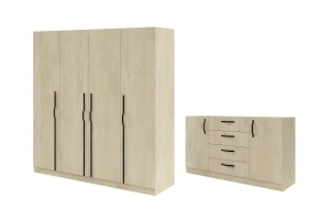 BRISSO A slaapkamer-set met 4-deurs kledingkast BR1 en commode BRK1 kinder meubels 24