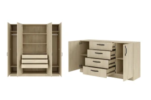 BRISSO A slaapkamer-set met 4-deurs kledingkast BR1 en commode BRK1 kinder meubels 24