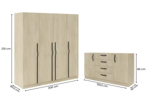 BRISSO A slaapkamer-set met 4-deurs kledingkast BR1 en commode BRK1 kinder meubels 24