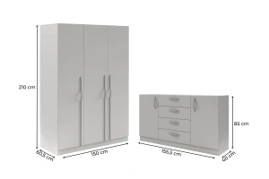 BRISSO B slaapkamer-set met 3-deurs kledingkast BR2 en commode BRK1 kinder meubels 24