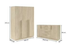 BRISSO B slaapkamer-set met 3-deurs kledingkast BR2 en commode BRK1 kinder meubels 24