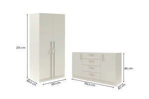 BRISSO C slaapkamer-set met 2-deurs kledingkast BR3 en commode BRK1 kinder meubels 24