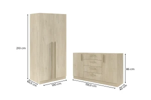 BRISSO C slaapkamer-set met 2-deurs kledingkast BR3 en commode BRK1 kinder meubels 24