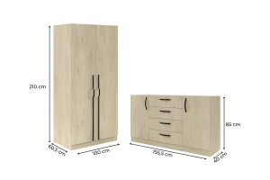 BRISSO C slaapkamer-set met 2-deurs kledingkast BR3 en commode BRK1 kinder meubels 24