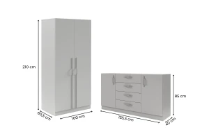BRISSO C slaapkamer-set met 2-deurs kledingkast BR3 en commode BRK1 kinder meubels 24