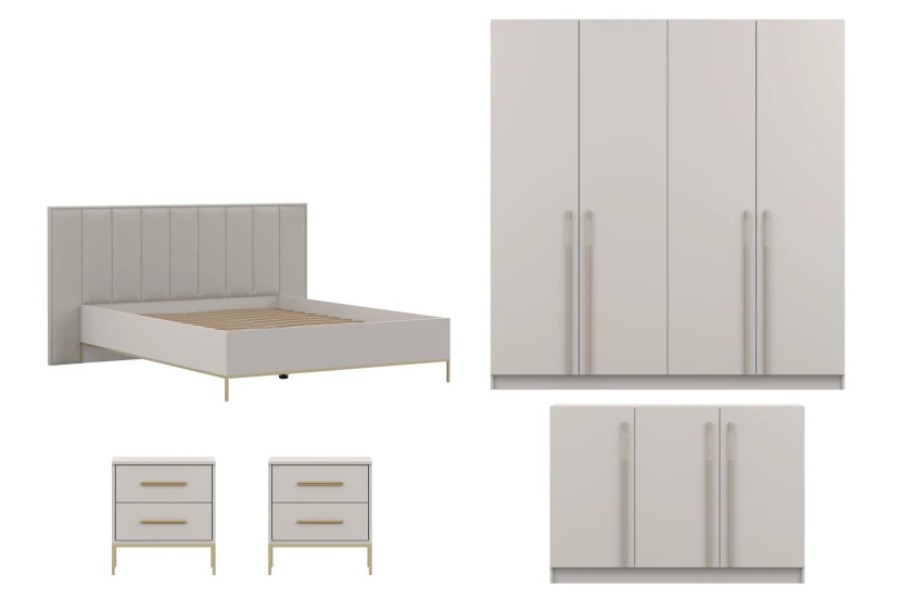 MIRELO E slaapkamer-set met 4- of 6-deurs kledingkast, commode, tweepersoonsbed & nachtkastjes kinder meubels 24