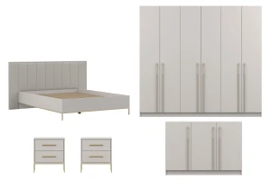 MIRELO E slaapkamer-set met 4- of 6-deurs kledingkast, commode, tweepersoonsbed & nachtkastjes kinder meubels 24