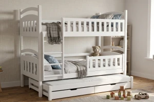 EMILIA 3-persoons Stapelbed 90x200 wit Kinder Meubels 24