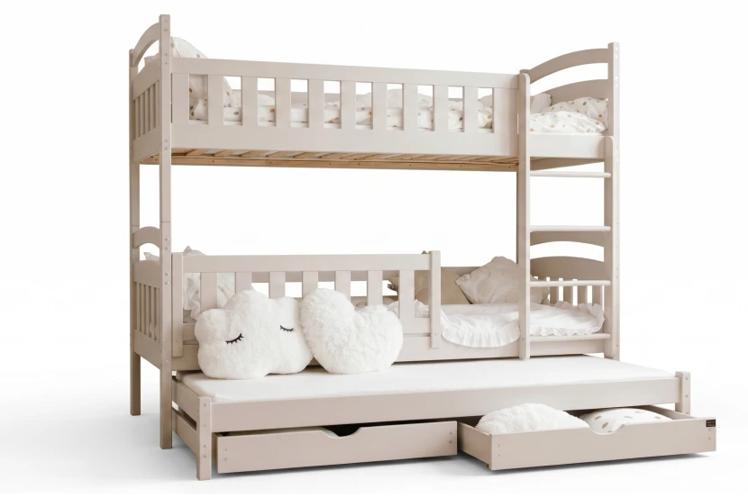 MIA 3-persoons Stapelbed 90x200 kasjmier Kinder Meubels 24  