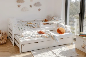 SENI 90x200 Wit Uitschuifbed Kinderbed Kinder Meubels