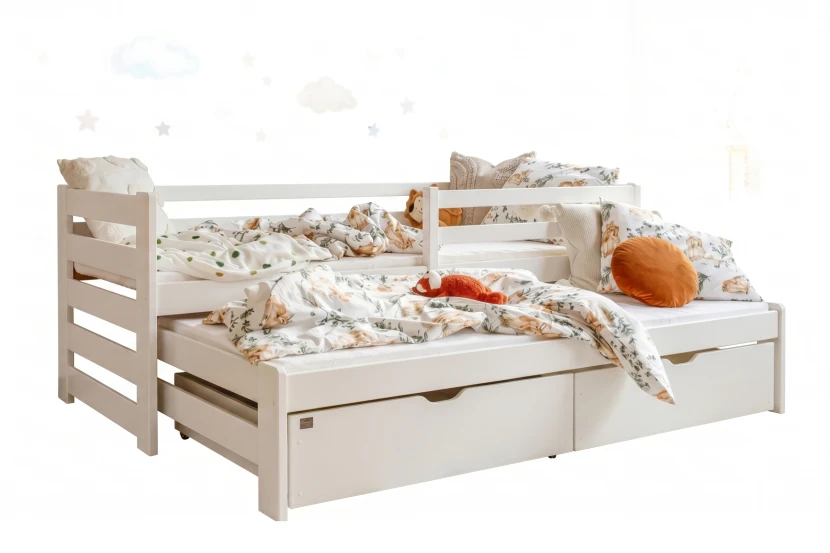 SENI 90x200 Wit Uitschuifbed Kinderbed Kinder Meubels
