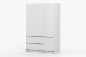 SIMO 02 kinderkledingkast in wit, 90 cm breed, met 2 lades Kinder Meubels 24