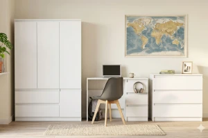 SIMO 03 commode in wit, 90 cm, 3 lades, SIMO-collectie Kinder Meubels 24