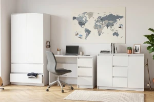 SIMO 04 commode in wit, 120 cm, 2 deuren, 3 lades, SIMO-collectie Kinder Meubels 24