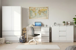 SIMO 04 commode in wit, 120 cm, 2 deuren, 3 lades, SIMO-collectie Kinder Meubels 24