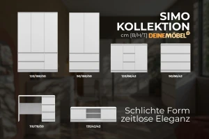 SIMO 04 commode in wit, 120 cm, 2 deuren, 3 lades, SIMO-collectie Kinder Meubels 24