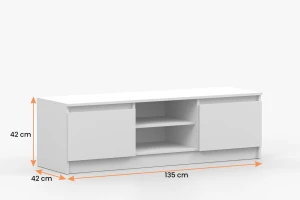 SIMO 05 tv-meubel tv-lowboard, wit, 135 cm, 2 deuren, SIMO-collectie Kinder Meubels 24