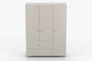MARCO 01 kledingkast 120 cm kasjmier, 3-deurs, met 2 lades en kledingroede Kinder Meubels 24
