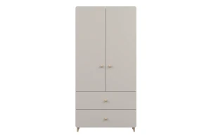 MARCO 02 kledingkast 90 cm kasjmier, 2-deurs, met 2 lades en kledingroede Kinder Meubels 24
