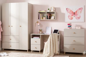 Commode MARCO 04 80 cm kasjmier met 3 lades, houten grepen en houten poten Kinder Meubels 24