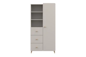 MARCO 05 kinderboekenkast boekenkast 80 cm kasjmier met 3 lades, 3 open vakken en 1 deur Kinder Meubels 24