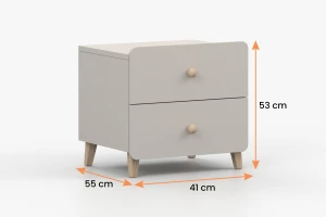 MARCO 07 nachtkastje 55 cm breed kasjmier met 2 lades Kinder Meubels 24