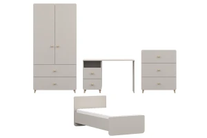 MARCO A tienerkamerset kasjmier met kledingkast, bureau, commode en kinderbed Kinder Meubels 24