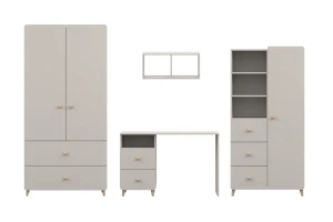 Tienerkamerset B MARCO kasjmier met kledingkast, bureau, commode en wandrek Kinder Meubels 24