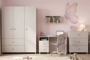 Tienerkamerset B MARCO kasjmier met kledingkast, bureau, commode en wandrek Kinder Meubels 24