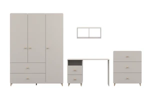 Tienerkamerset C MARCO kasjmier met kledingkast, bureau, commode en wandrek Kinder Meubels 24