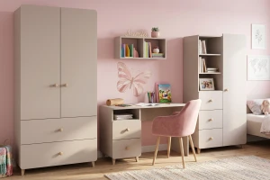 Tienerkamerset C MARCO kasjmier met kledingkast, bureau, commode en wandrek Kinder Meubels 24