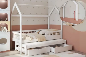 ADA II 80x180 Wit huisbed uitschuifbed Kinder Meubels 24