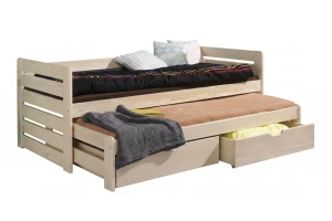 TED 90x200 Natuurlijk grenen kinderbed uitschuifbed met lades Kinder Meubels 24