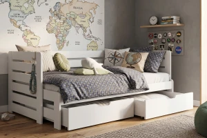 TED 80x180 Wit kinderbed uitschuifbed met lades Kinder Meubels 24