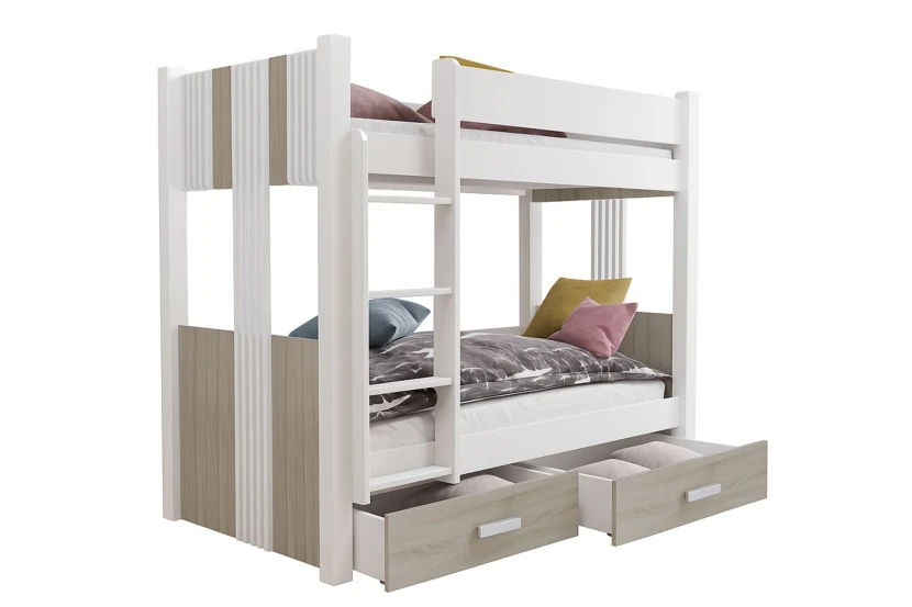 ALEXANDRA II 90x200 Wit + Sonoma eiken stapelbed met lades Kinder Meubels 24