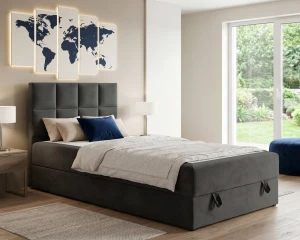 PETER 120x200 Riviera 95 Antraciet Boxspringbed Eenpersoonsbed Jeugdbed Kinder Meubels