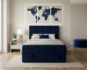 PETER 120x200 Riviera 81 Blauw Boxspringbed Eenpersoonsbed Jeugdbed Kinder Meubels