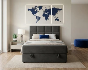 PETER 100x200 Riviera 95 Antraciet Boxspringbed Eenpersoonsbed Jeugdbed Kinder Meubels