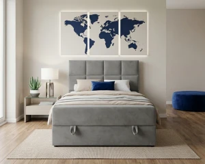 PETER 100x200 Riviera 91 Grijs Boxspringbed Eenpersoonsbed Jeugdbed Kinder Meubels