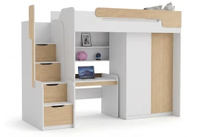 ARTHUR Eenpersoonsbed Hoogslaper met Trap Kinder Meubels 24