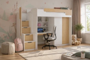 ARTHUR Eenpersoonsbed Hoogslaper met Trap Kinder Meubels 24