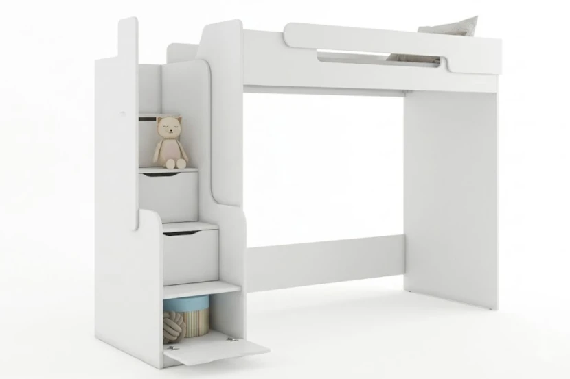 ARTHUR 90x200 Wit Hoogslaper Functioneel Bed Kinder Meubels