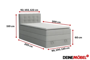 JUNG 1 120x200 Kronos 7 Zwart boxspringbed gestoffeerd bed compleetbed Kinder Meubels 24
